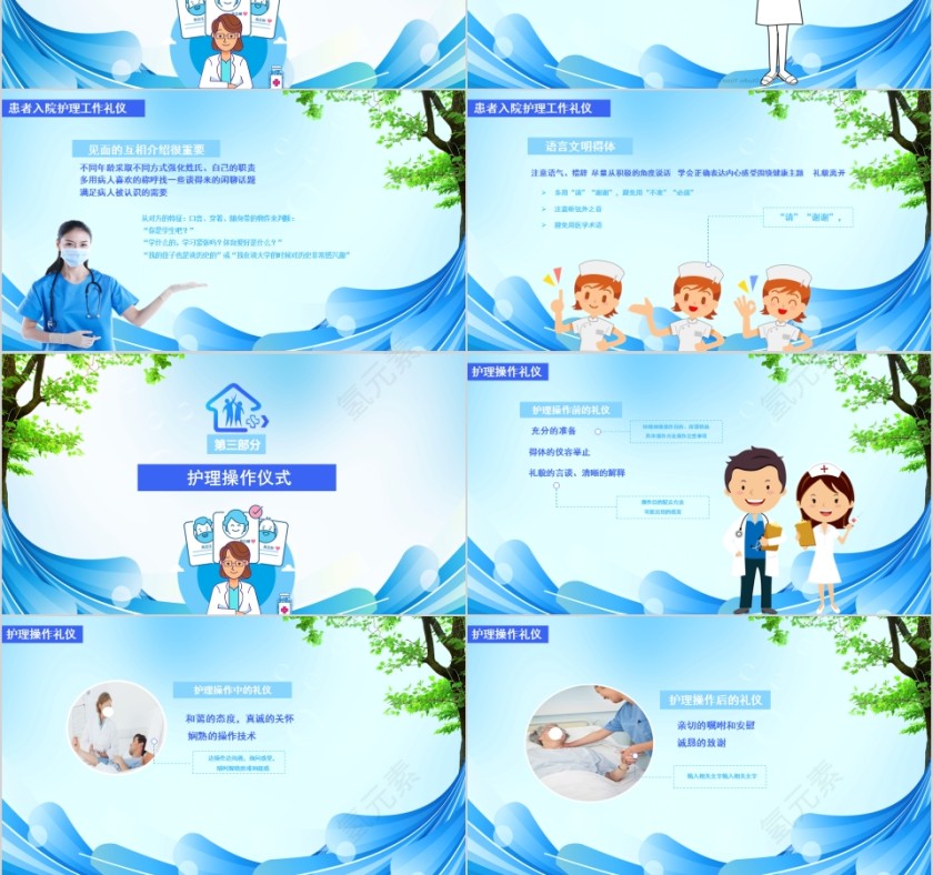 蓝色大气医疗护理工作礼仪篇PPT第3张