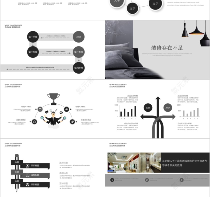 室内设计软装装修装潢家居方案PPT模板动态简约北欧风格案例展示第3张