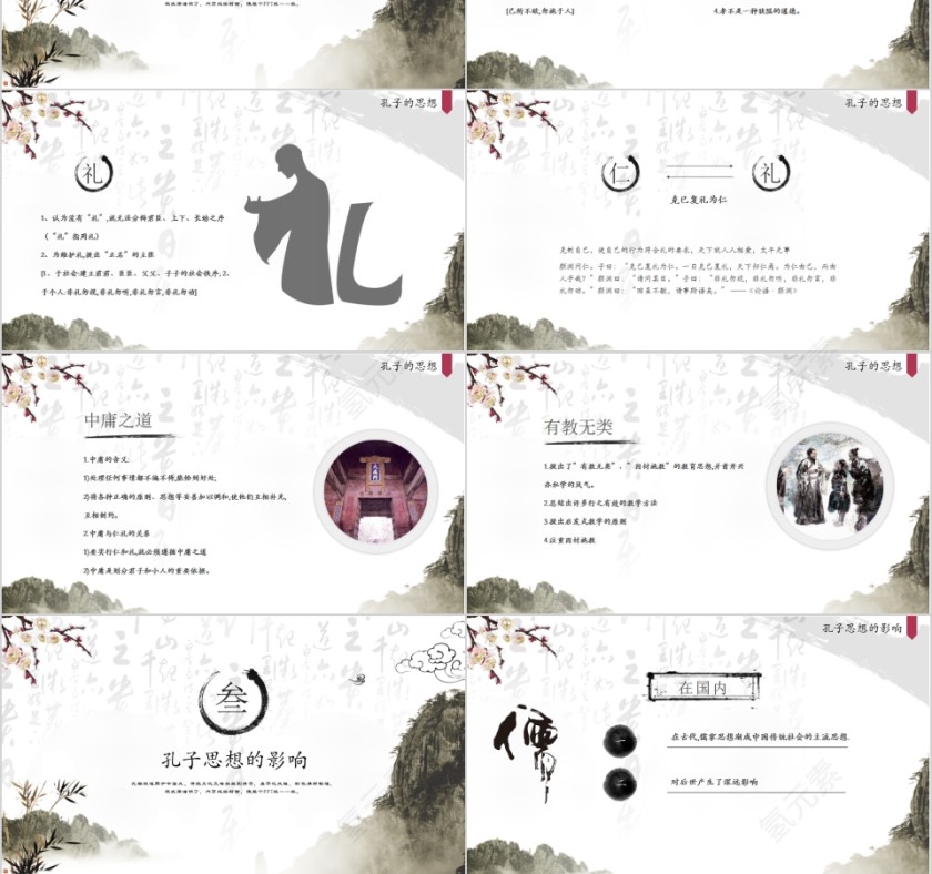 水墨风至圣孔子历史人物介绍模板第3张