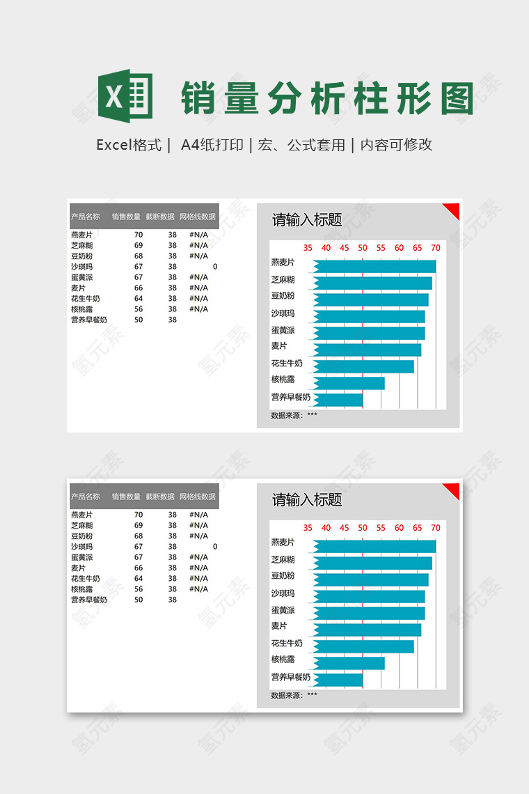 销量数据分析截断柱形图excel模板