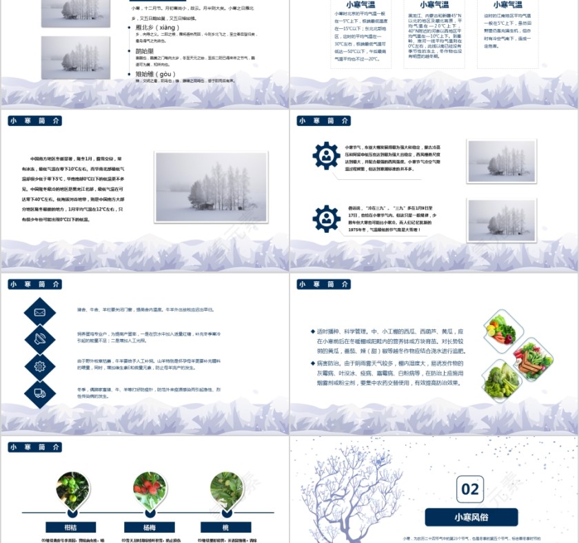 蓝色简约二十四节气小寒传统节气介绍PPT第2张