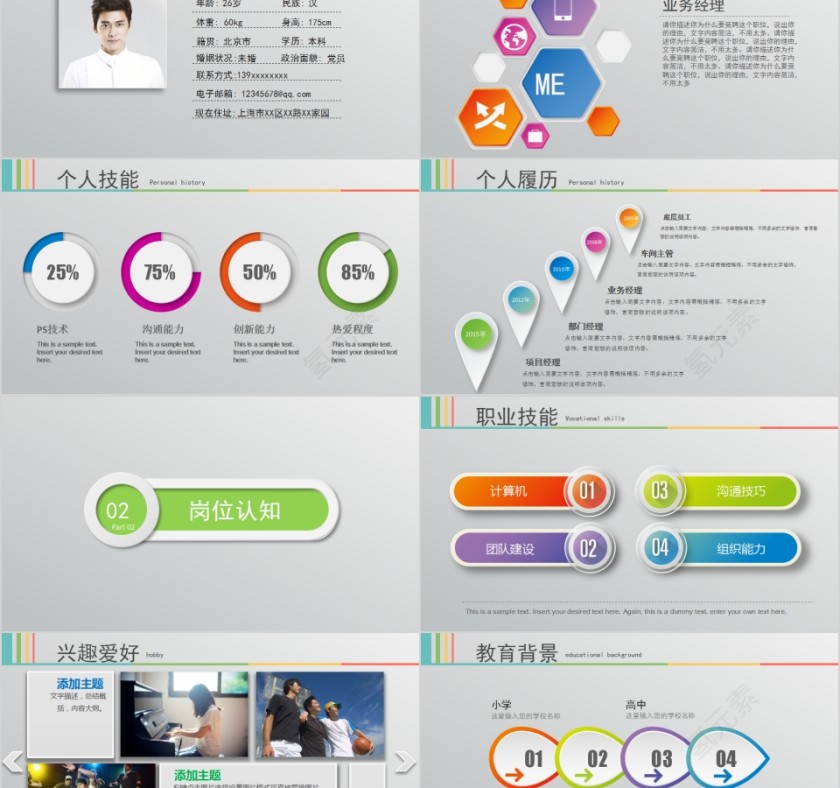 时尚求职个人简历ppt模板第2张