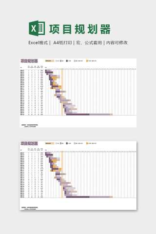 高端甘特图项目规划器通用模版