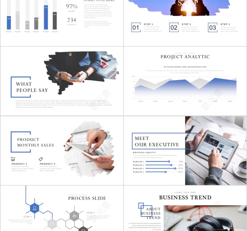 商务欧美ppt模板简约2019高端大气 商业工作汇报时尚极简风素材第2张