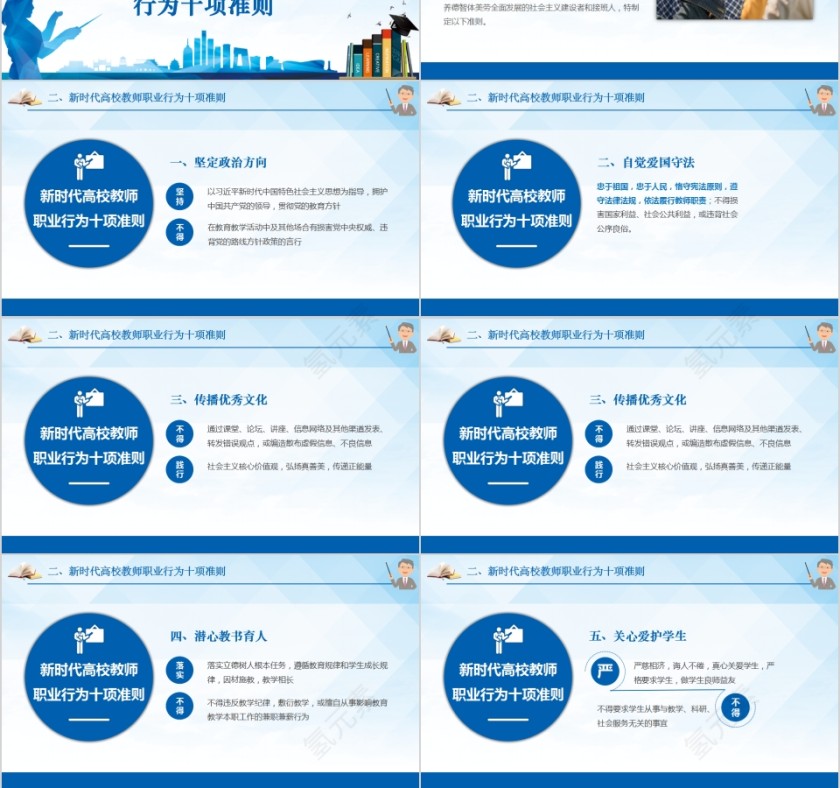 新时代教师职业行为十项准则PPT模板第3张