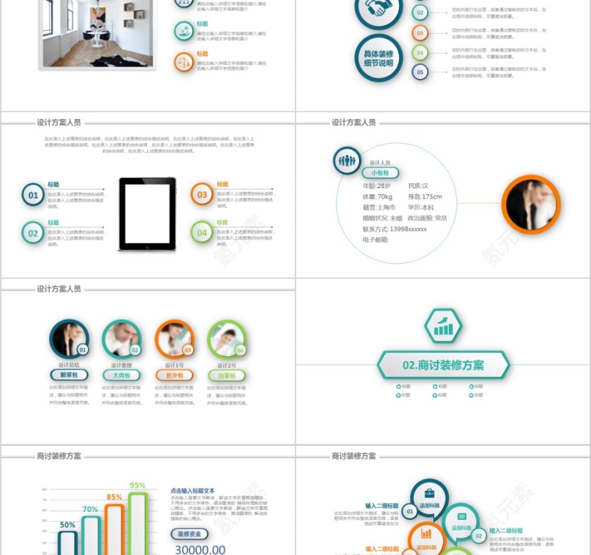 室内设计软装装修装潢家居方案PPT模板动态简约北欧风格案例展示第2张