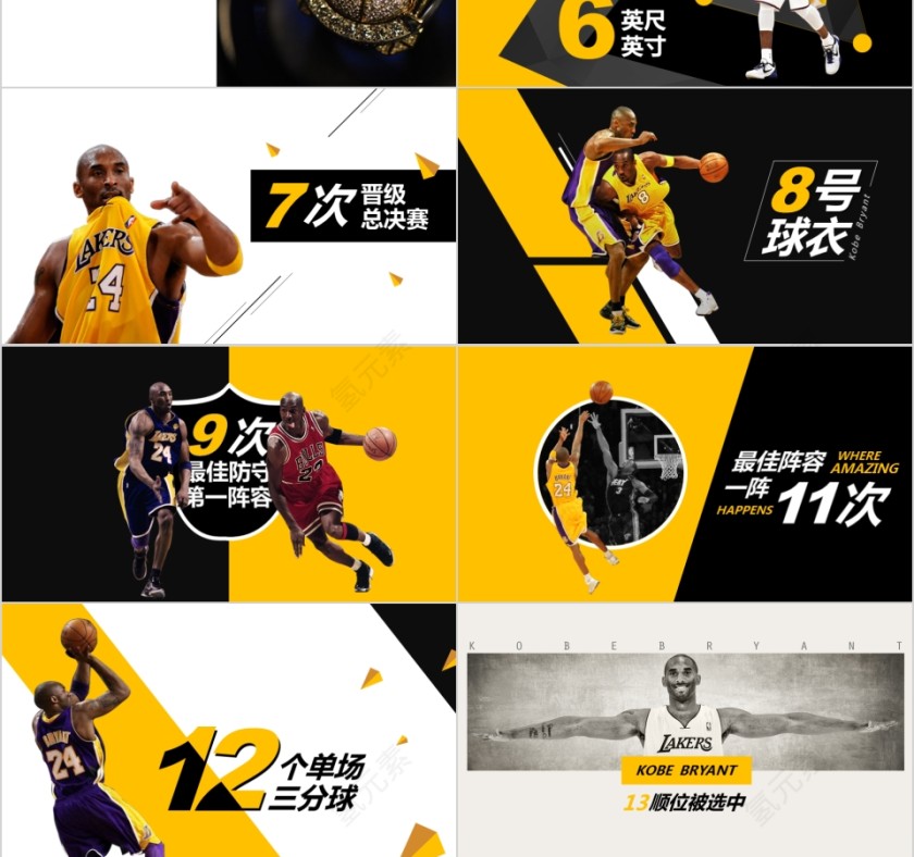 黑色篮球ppt体育运动训练营招生社团竞技比赛事NBA课件模板第3张