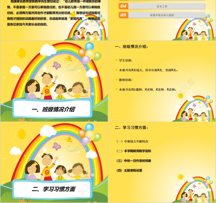 黄色简约卡通风幼儿园家长会PPT第2张
