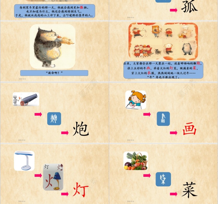 特色识字19——年幼小衔接教学课件PPT模板第3张