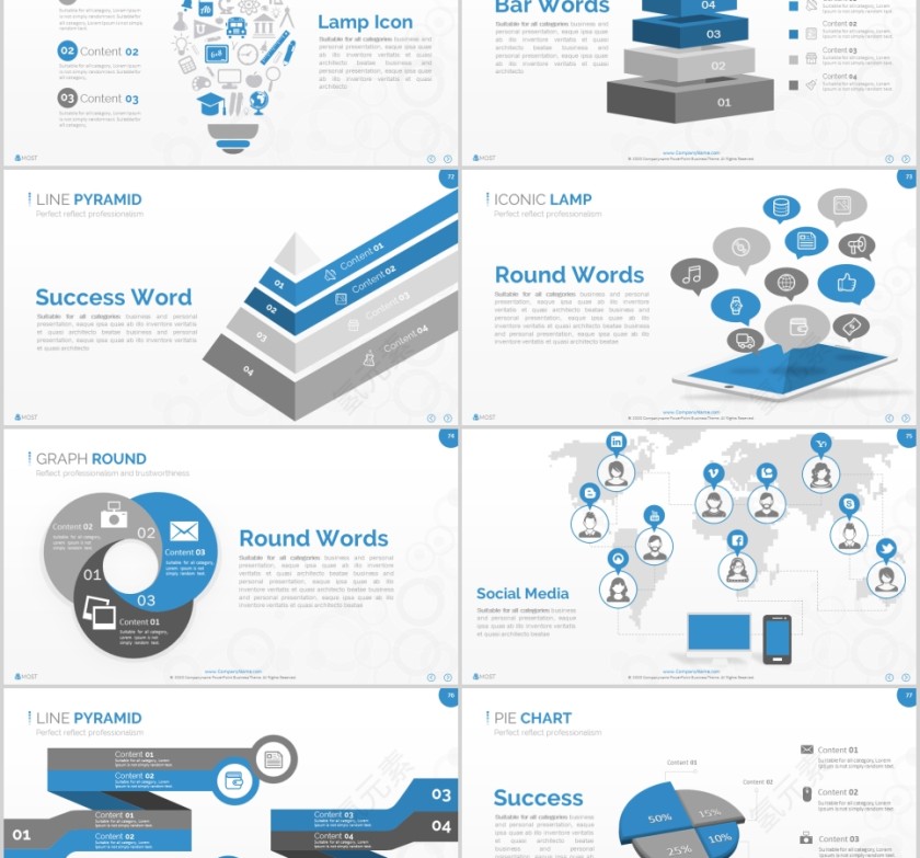 欧美经典商务时尚工作总结PPT模板 第12张
