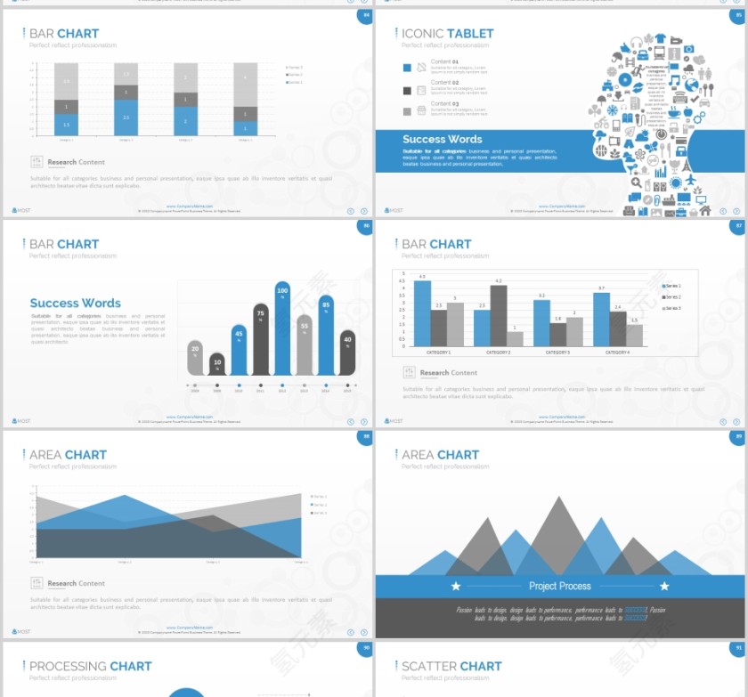 欧美经典商务时尚工作总结PPT模板 第14张