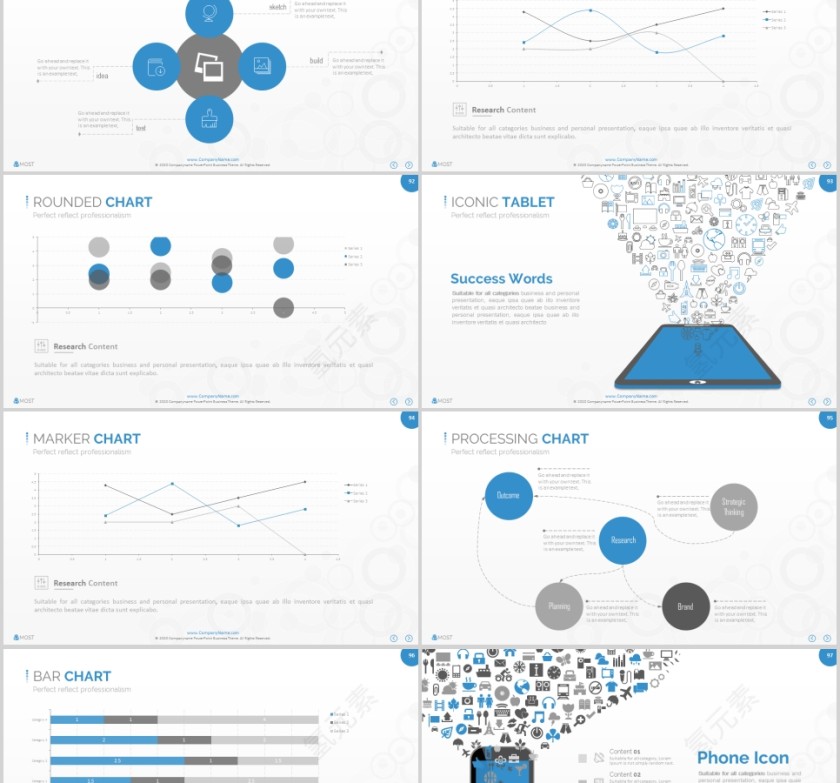 欧美经典商务时尚工作总结PPT模板 第15张