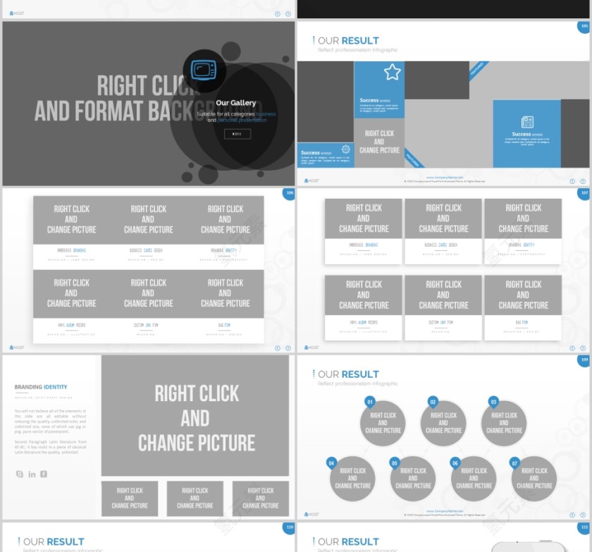 欧美经典商务时尚工作总结PPT模板 第17张