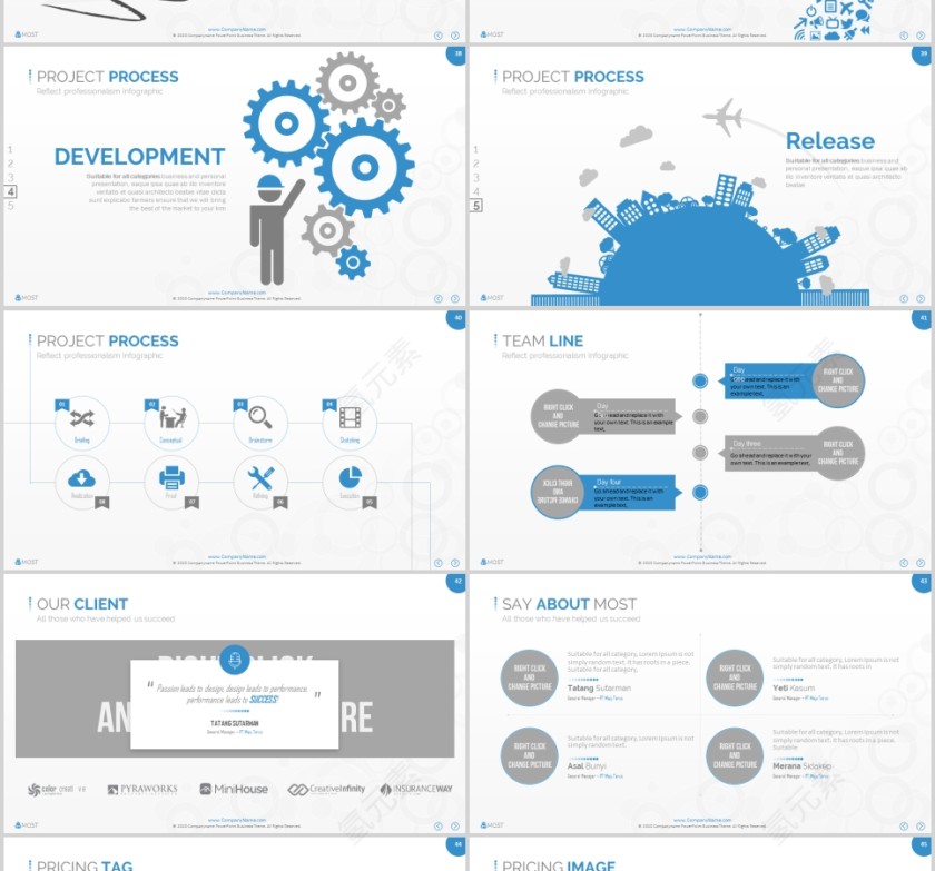欧美经典商务时尚工作总结PPT模板 第7张