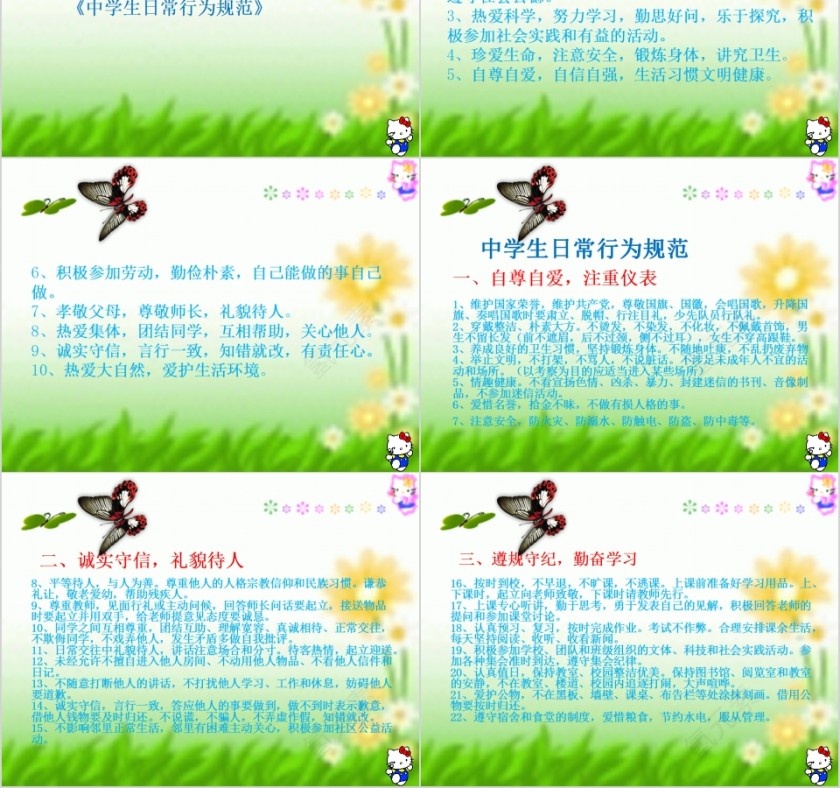 简约中学生日常行为规范主题班会第2张