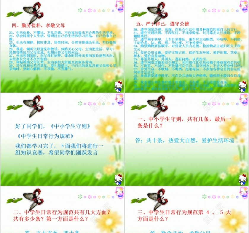 简约中学生日常行为规范主题班会第3张