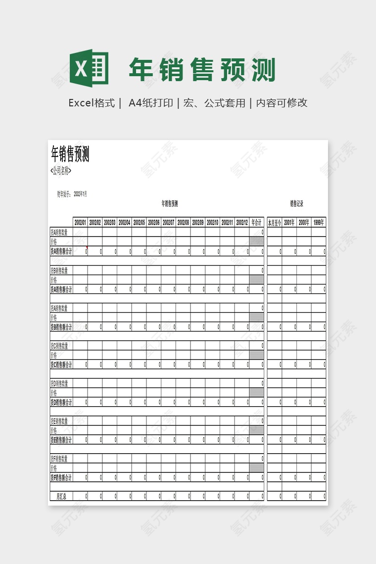 年销售预测Excel