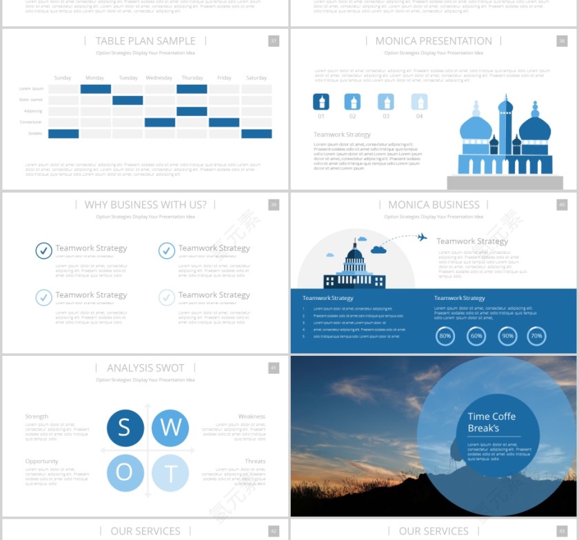 欧美经典商务时尚工作总结PPT模板 第7张