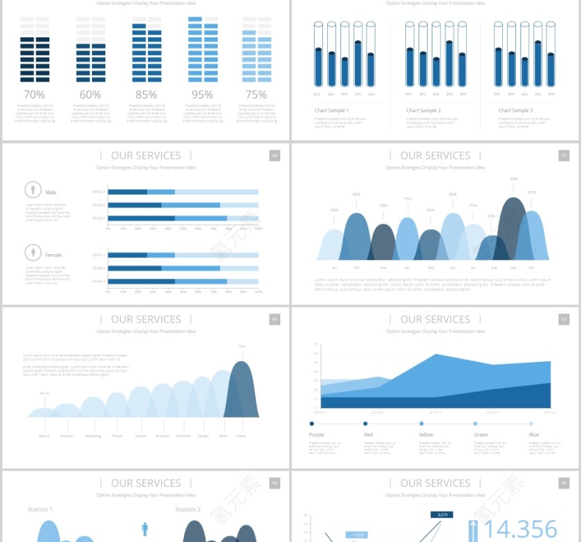 欧美经典商务时尚工作总结PPT模板 第8张