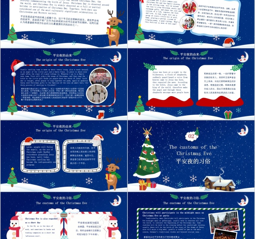 简约蓝色平安夜介绍英文PPT课件第2张