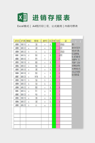 物料进出仓盘点进销存总表excel模板