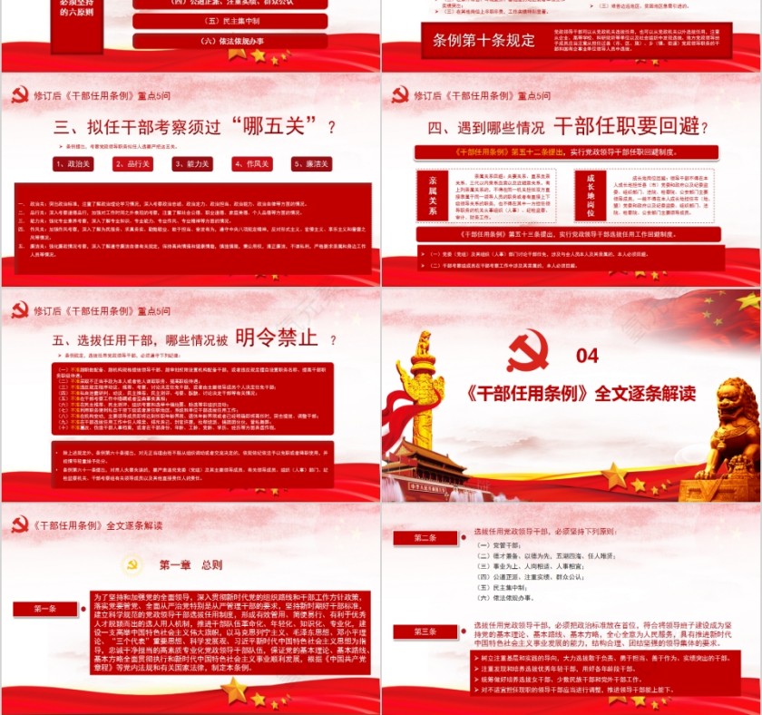 中国风《党政领导干部选拔任用工作条例》详细解读PPT模板第3张