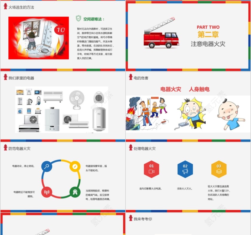 防范火灾小学生秋冬季消防安全主题班会标志逃生方法第4张