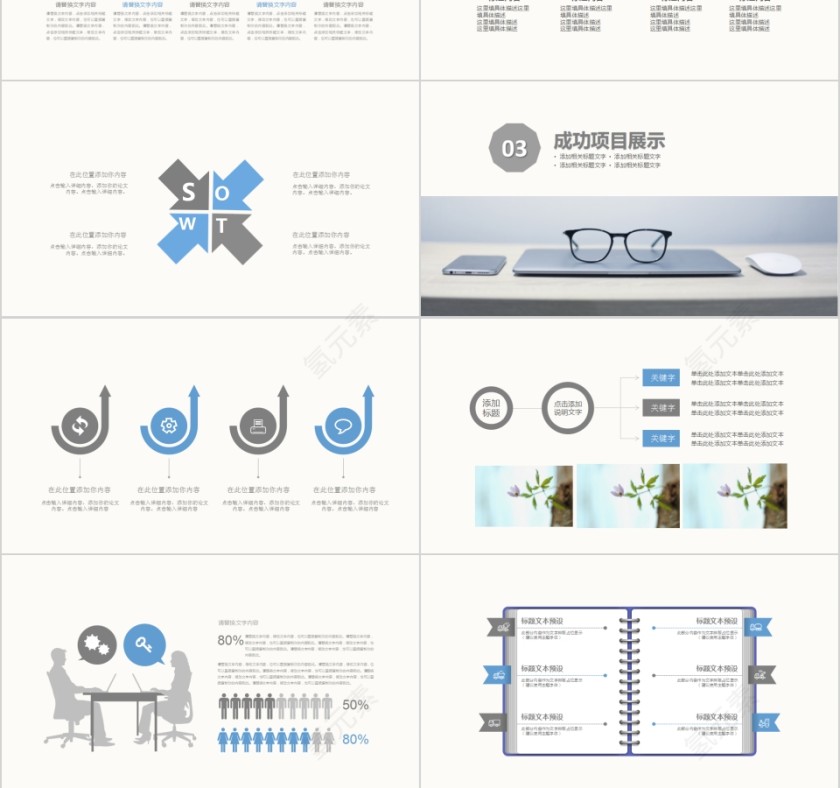 简约小清新简洁商务报告PPT模版第3张