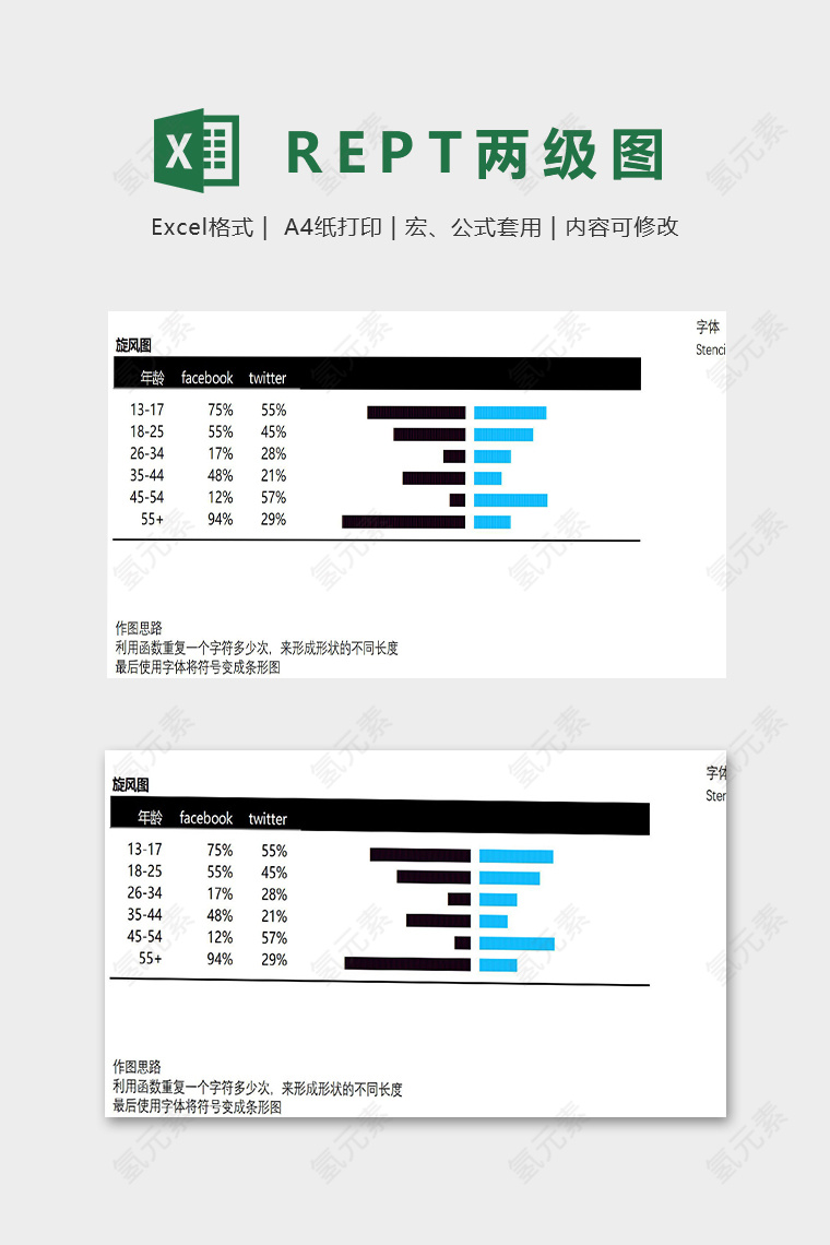 REPT创意高端两级图模版