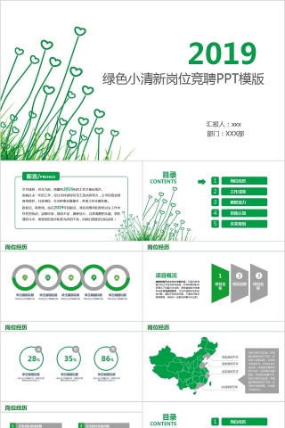 绿色小清新岗位竞聘PPT模版