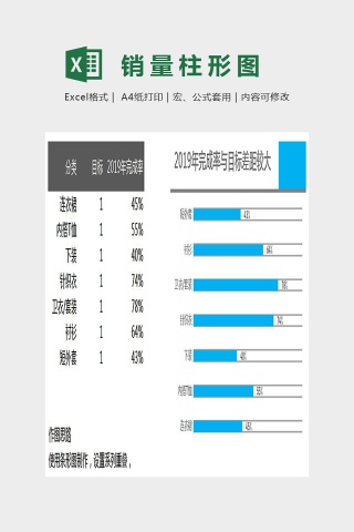 条形销量类圆柱图Excel