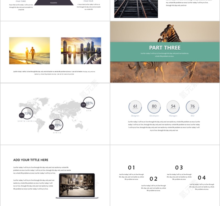 商务欧美ppt模板简约2019高端大气 商业工作汇报时尚极简风素材第3张