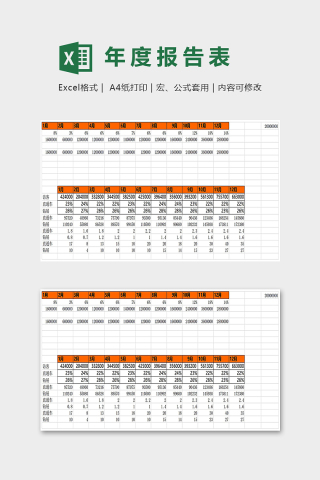 直观简易年度报告表excel模板