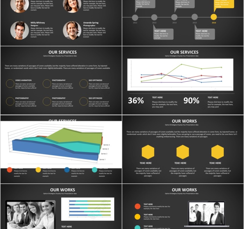 商务欧美ppt模板简约2019高端大气 商业工作汇报时尚极简风素材第2张