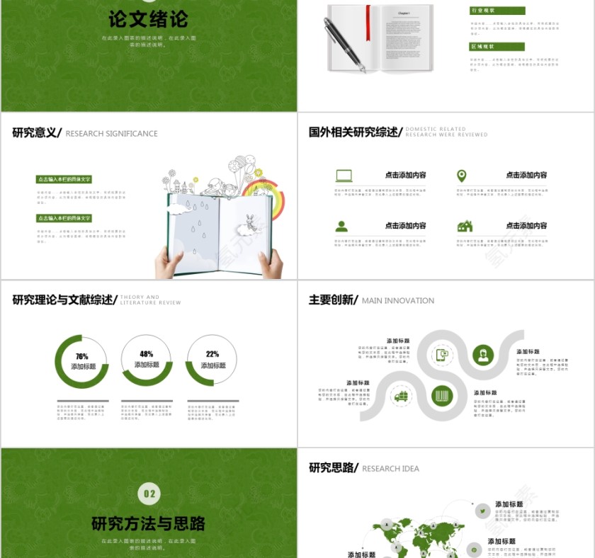 绿色大学生研究生硕士开题报告学术毕业答辩第2张