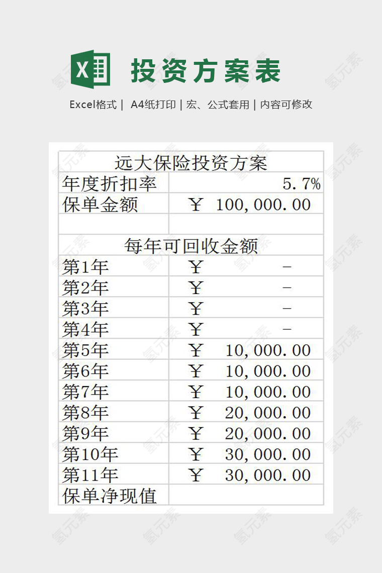 投资财务管理计算Excel