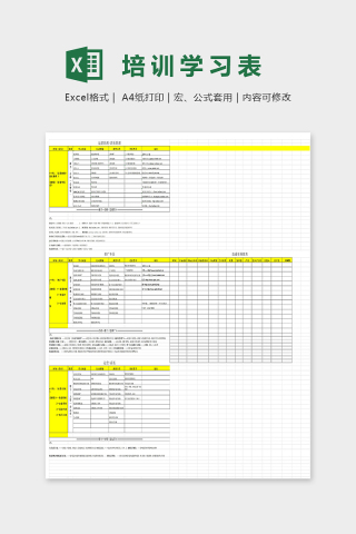 电商团队进阶运营培训学习表excel模板