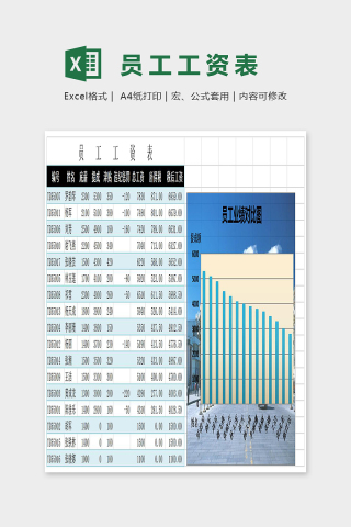 简单精美员工工资表Excel