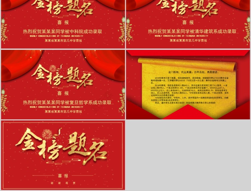 热烈祝贺金榜题名喜报PPT第2张