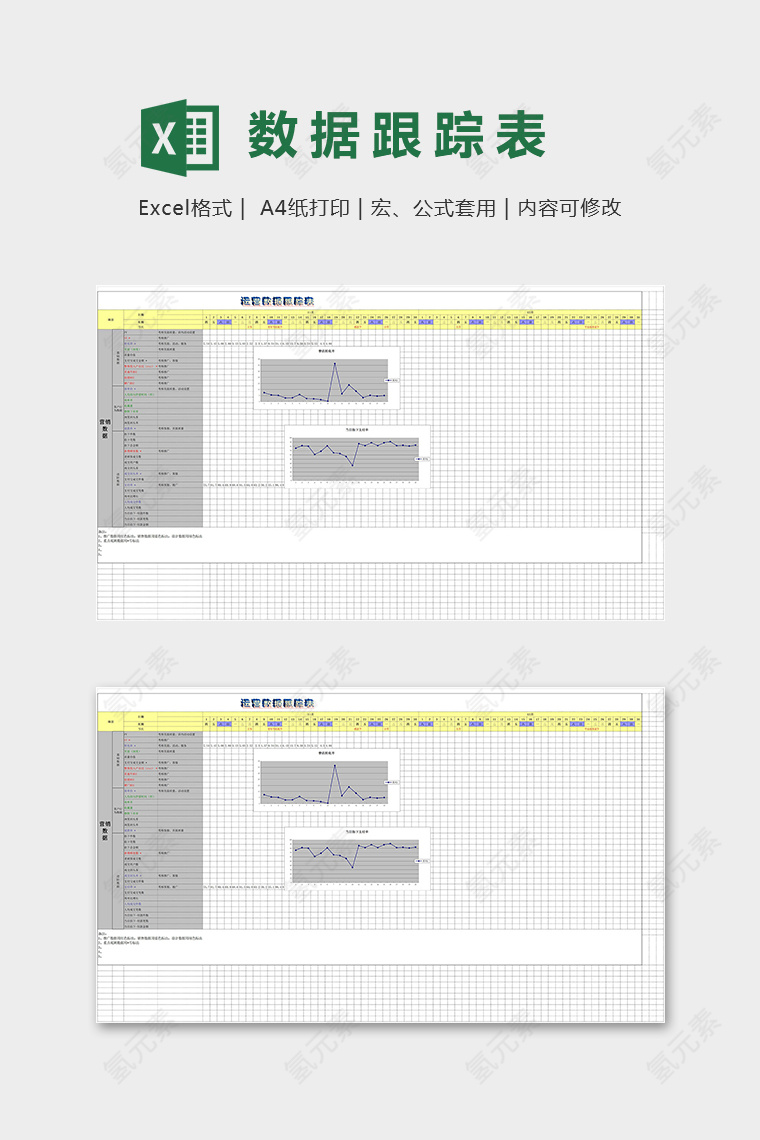 网店店铺运营数据跟踪表excel模板