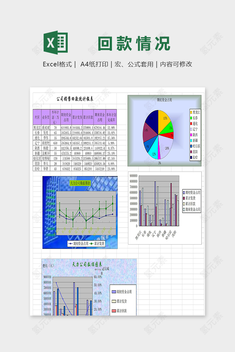 公司销售回款统计报表excel模板