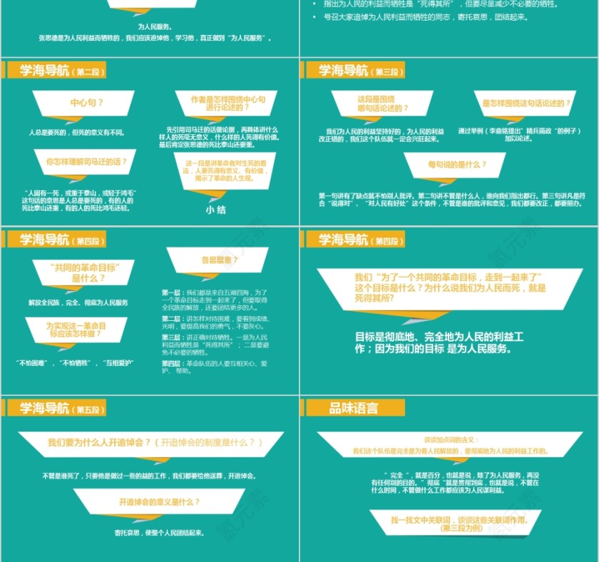 小学初中卡通主题班会为人民服务PPT  第3张