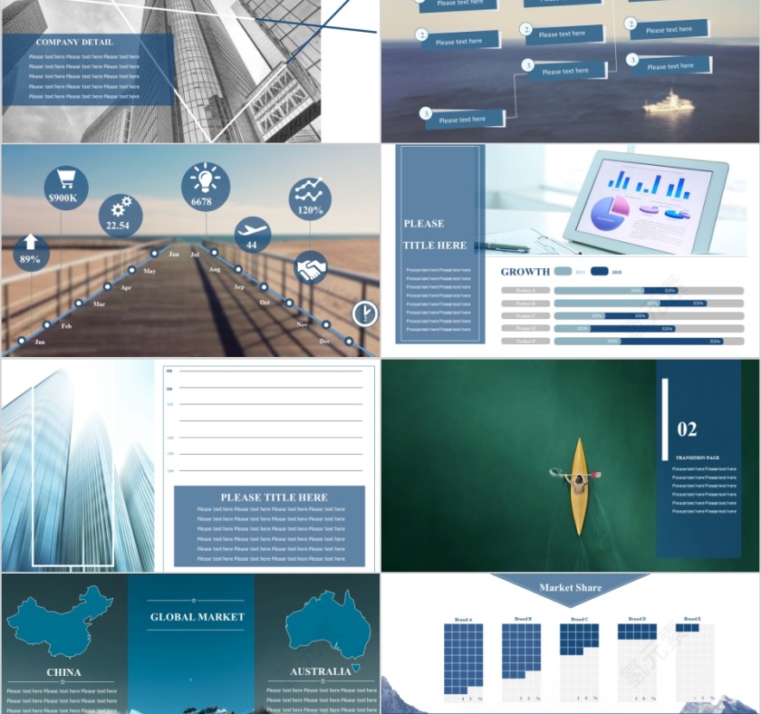 商务欧美ppt模板简约2019高端大气 商业工作汇报时尚极简风素材第2张