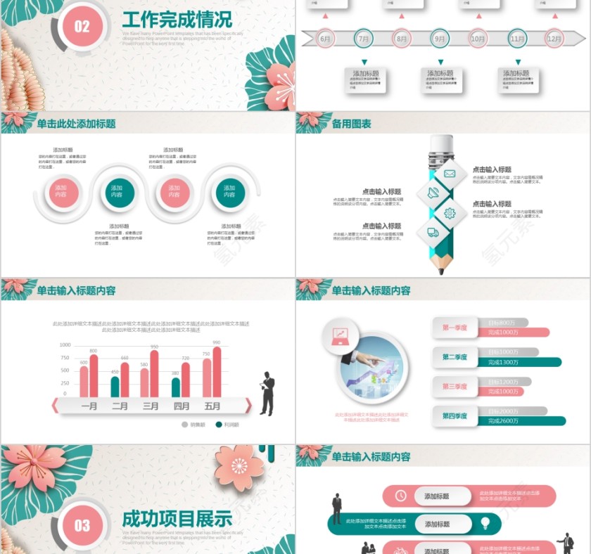 剪纸风清新唯美年终总结汇报PPT模版第2张