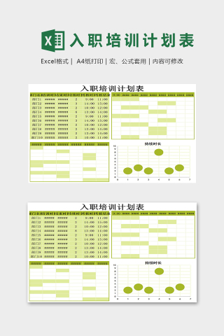 公司人员管理入职培训计划表excel模板