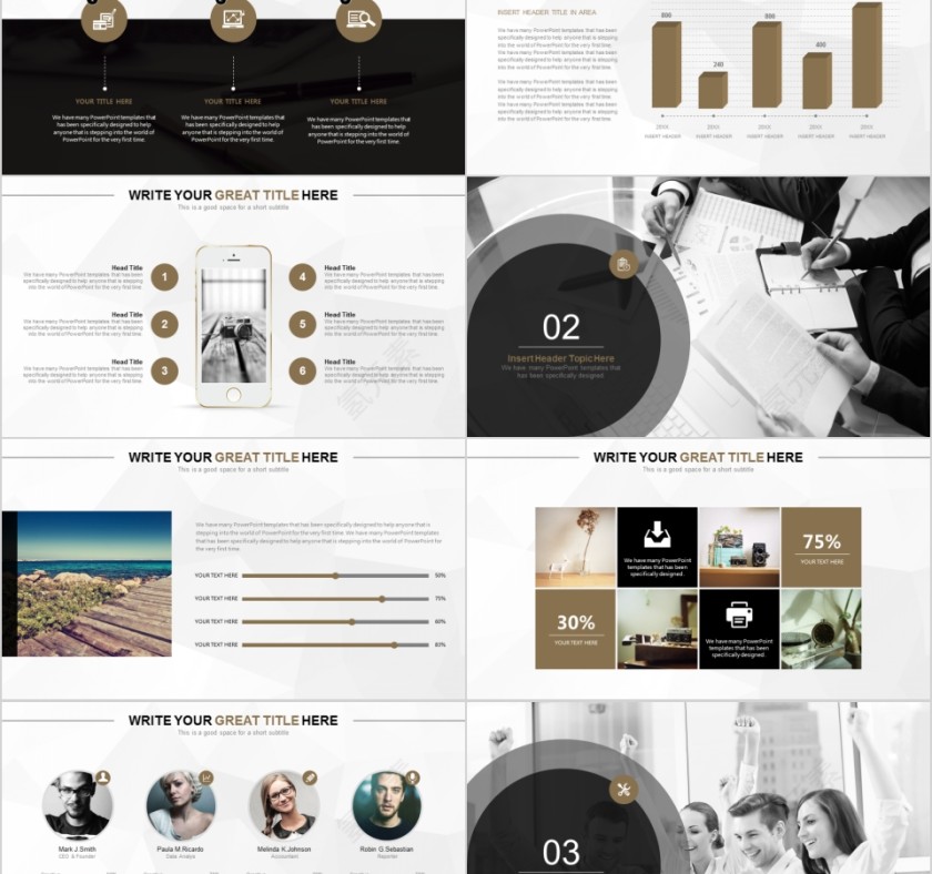 商务欧美ppt模板简约2019高端大气 商业工作汇报时尚极简风素材第2张