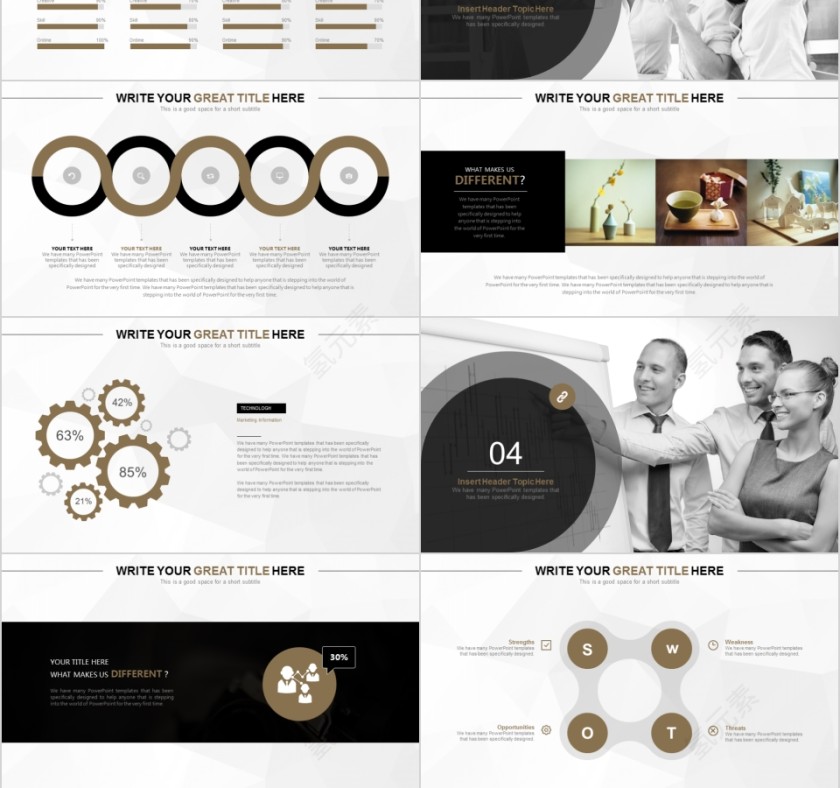 商务欧美ppt模板简约2019高端大气 商业工作汇报时尚极简风素材第3张