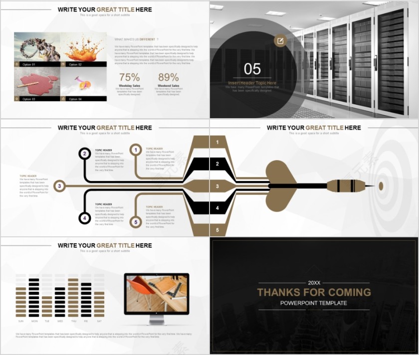 商务欧美ppt模板简约2019高端大气 商业工作汇报时尚极简风素材第4张