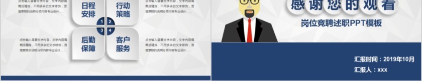 蓝色个性岗位竞聘述职PPT模板第5张