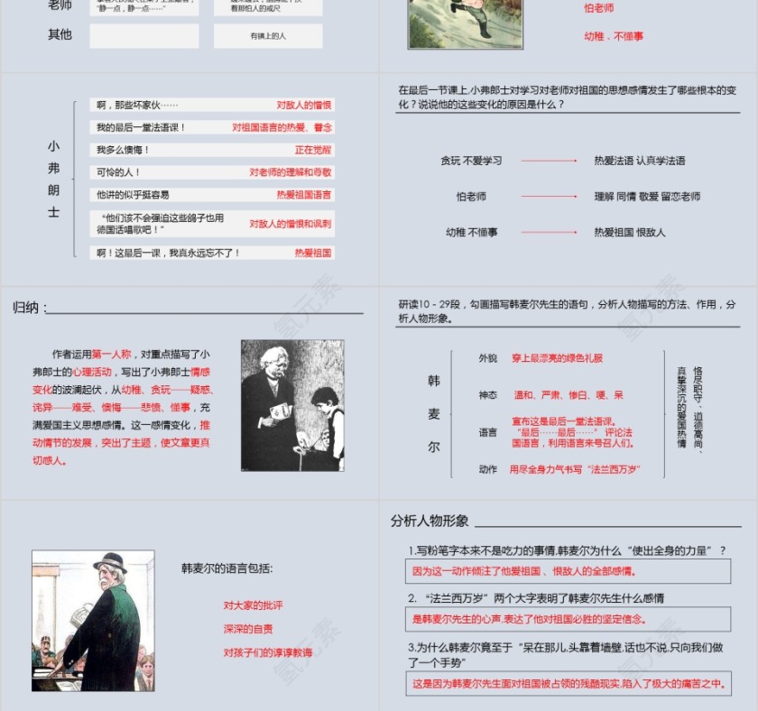 七年级语文课件《最后一课》PPT 模板第3张